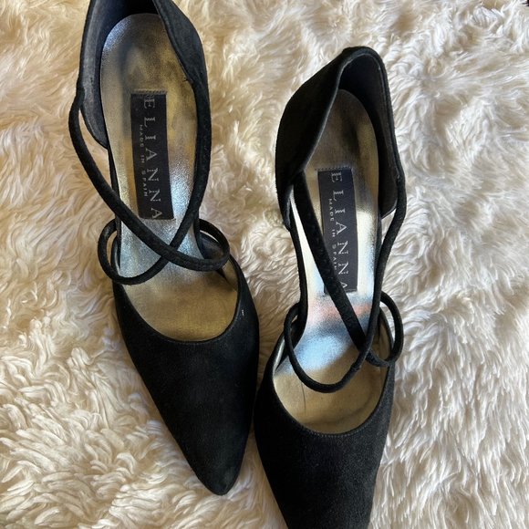 SEXY BLACK SUEDE HEELS SIZE 7.5 B - Picture 2 of 3